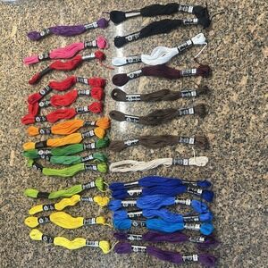 Loops & Threads Embroidery Floss Thread Lot of 30Multi Color Cotton Craft Sewing